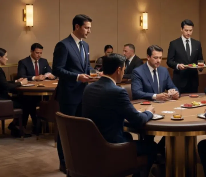Événement d’entreprise autour du poker et de cocktails dans un salon élégant
