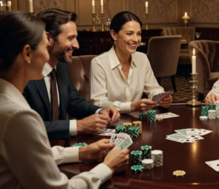 Initiation au poker en présentiel avec un groupe de débutants dans la salle de cartes Merovance
