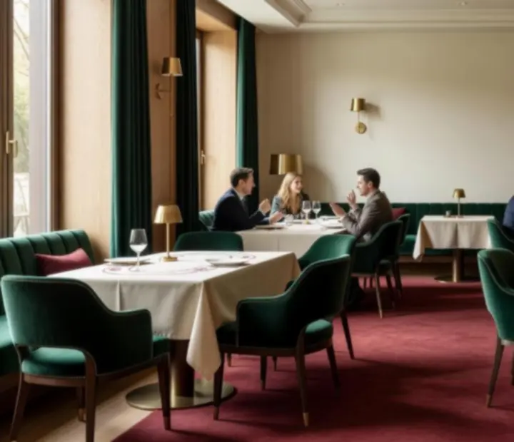 Vue intérieure du restaurant Merovance avec tables de poker et ambiance chaleureuse