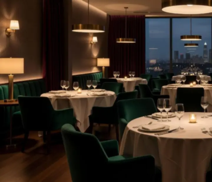 Espace privatisé mêlant restaurant élégant et salon de cartes