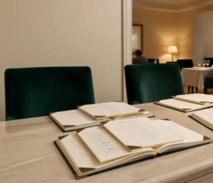 Table dressée dans une ambiance élégante de restaurant et poker