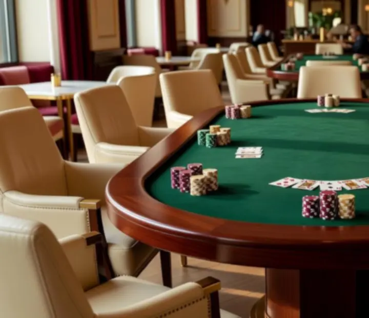 Table de poker grand format dans le salon de cartes Merovance