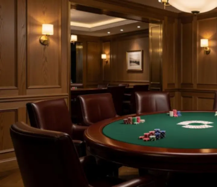 Table de poker dans le salon du restaurant Merovance